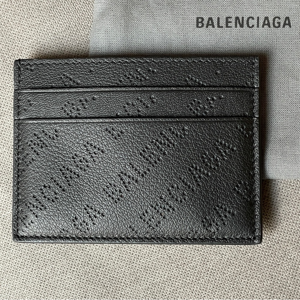 Balenciaga Black Embossed Leather Card Holder